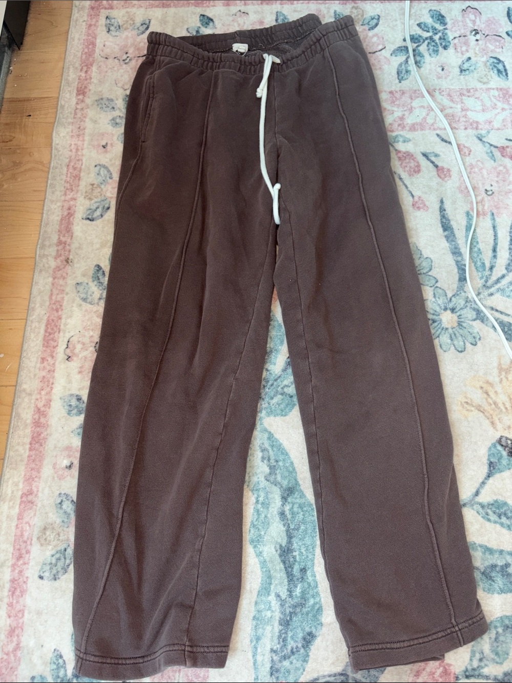 aerie Wide-Leg Brown Drawstring Lounge Pants